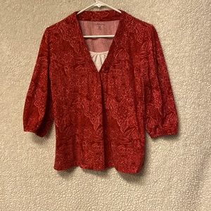 Red and white tee/blouse